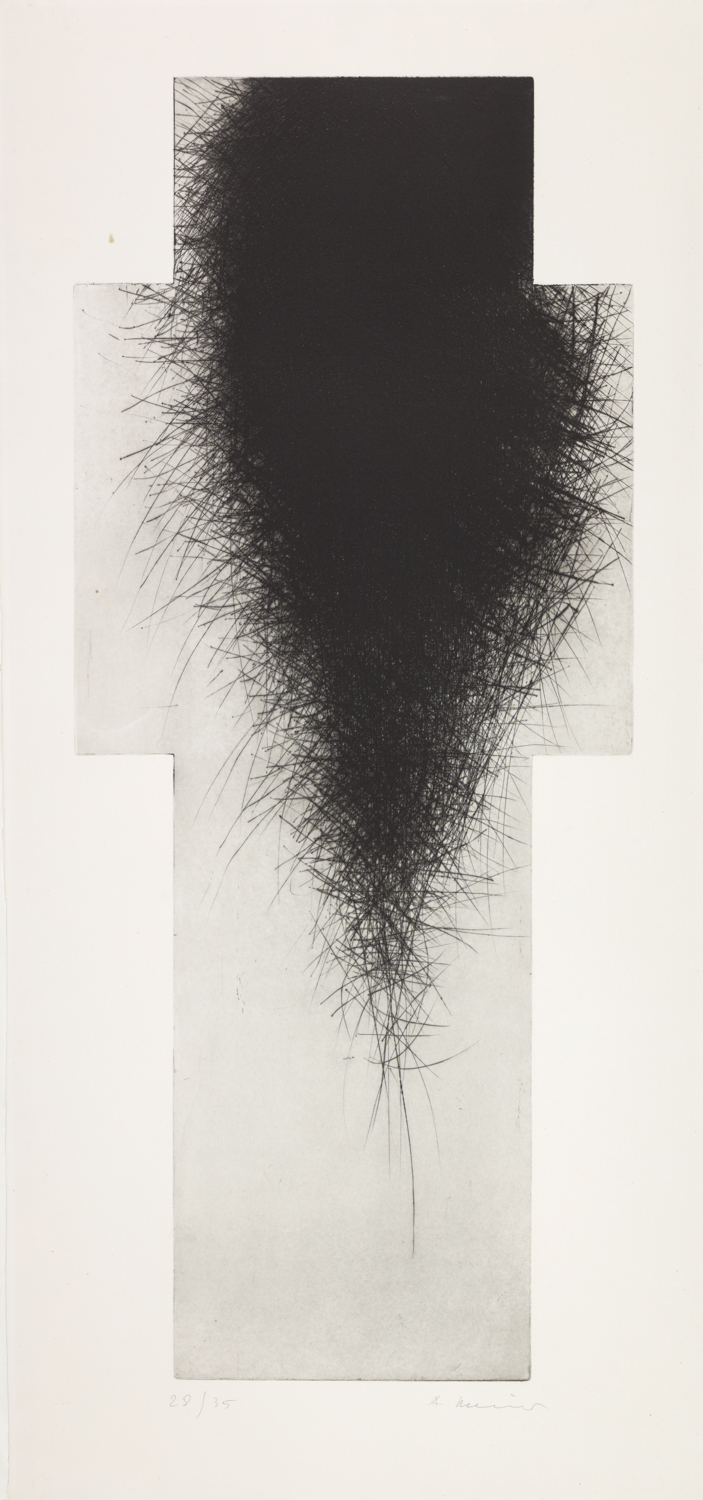 Arnulf Rainer, Schwarzes Kreuz (Großes Kreuz I) 1980/81, Kaltnadelradierung auf Papier